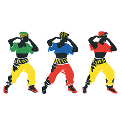 Vibrant Silhouettes of Dancers in Bright Colors