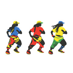 Vibrant Silhouettes of Dancers in Bright Colors