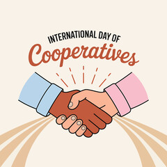 International Day of Cooperatives Handshake Illustration Diverse Hands Joining in Unity, Celebrating Collaboration, Partnership