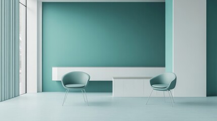 Modern teal and white interior