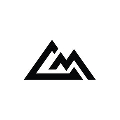 letter Cm or Mc mountain shape monogram logo