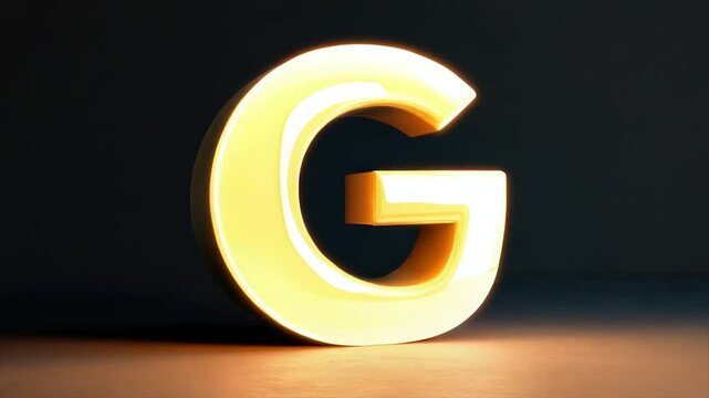 Glowing metallic letter G on dark background