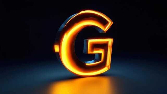 Glowing metallic letter G in dark background