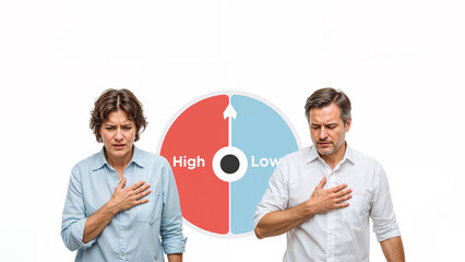 Medical and Healthcare -  Couple Holding Chest Highlights Hidden Danger of Silent Hypertension