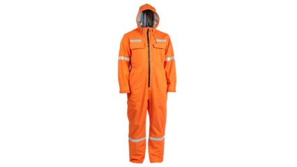 High-Visibility Orange Safety Coveralls Waterproof, Hooded Workwear