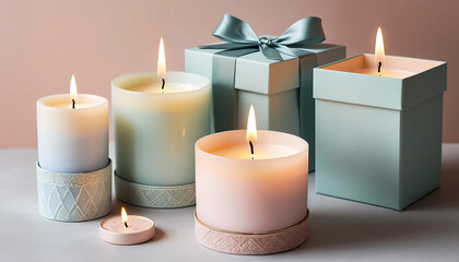 Cozy candles in elegant gift setting