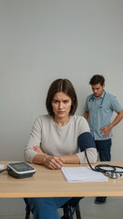 Medical and Healthcare -  Couple Holding Chest Highlights Hidden Danger of Silent Hypertension