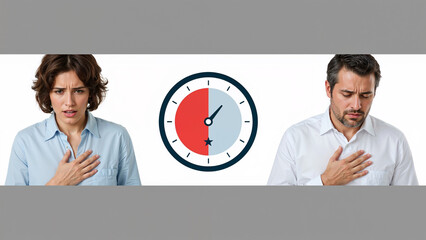 Medical and Healthcare -  Couple Holding Chest Highlights Hidden Danger of Silent Hypertension
