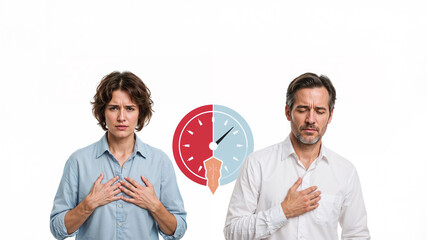 Medical and Healthcare -  Couple Holding Chest Highlights Hidden Danger of Silent Hypertension