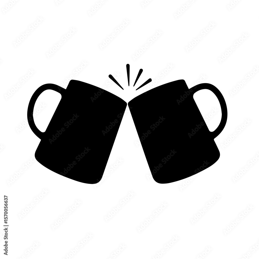 Poster cheers with coffee mugs silhouette for image effects, creating visual interest and enhancing appeal.