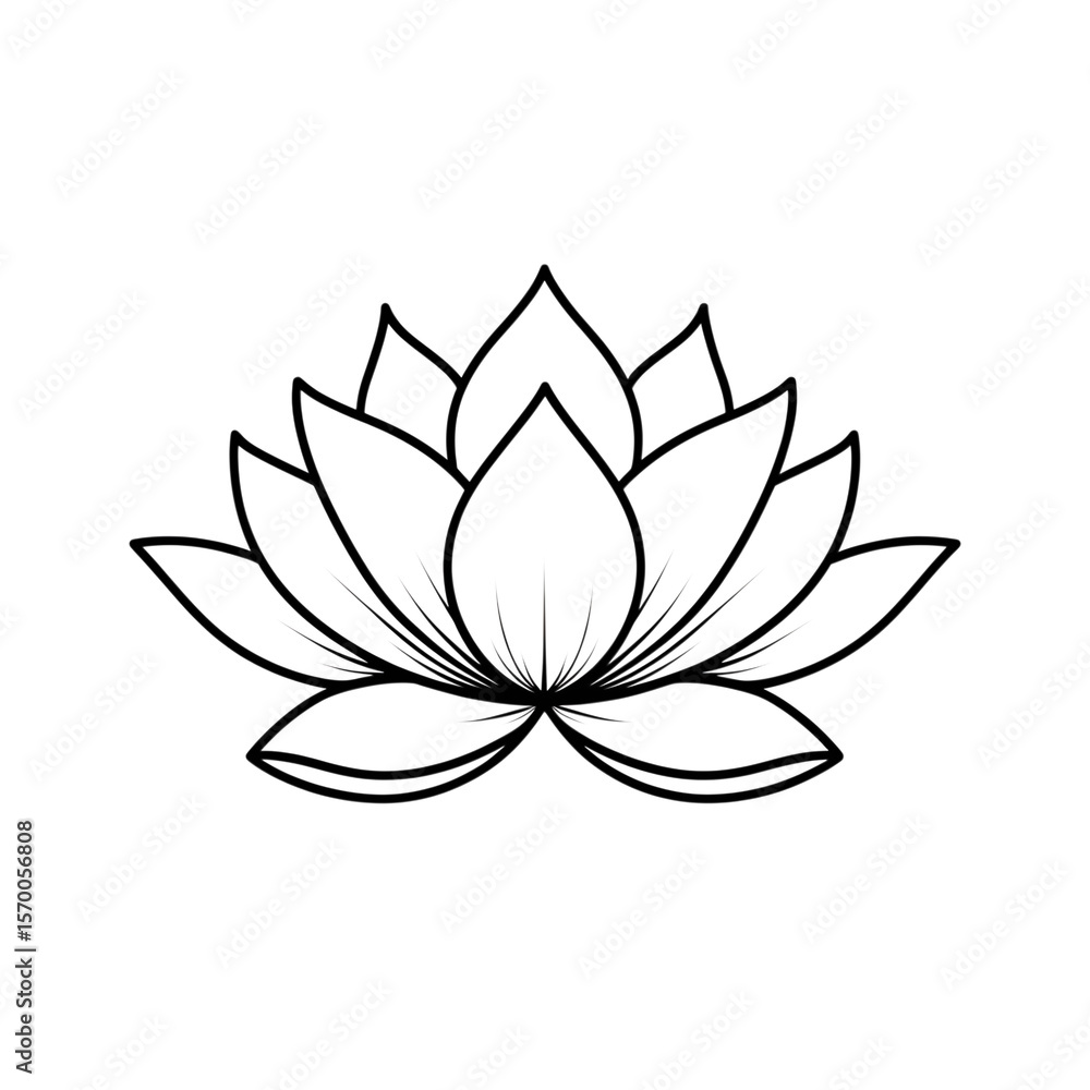 Fototapete stylized outline of a lotus flower with a subtle pink glow isolated on transparent background