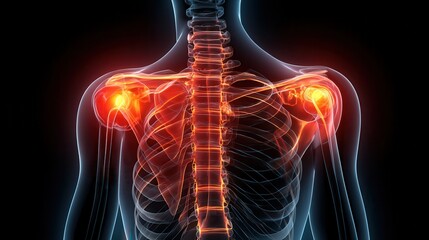 Shoulder and spine pain x ray rendering