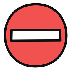 No Entry Red circle with white horizontal bar, simple prohibition sign