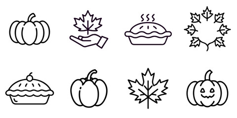 Pumpkins, leaves, and pies in autumn symbolizing fall festivities  