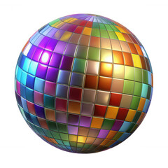 Obraz premium 3D Disco Ball with Colorful Reflective Tiles, Party Decor isolated on transparent background Remove png 
