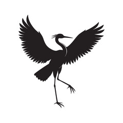 Landing Heron With Outstretched Wings Silhouette