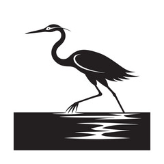 Graceful Heron Soaring Over Lake Silhouette