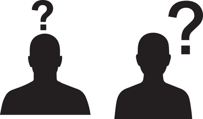 man with question mark on head Unknown Business Person – Mystery Employee Silhouette Icon