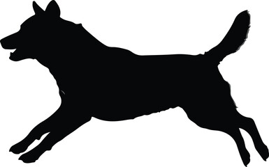 Jumping Dog Silhouette – Pet Action Pose Clipart black dog silhouette