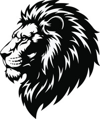 Powerful Lion Head Silhouette – Bold Black Jungle King lion head mascot