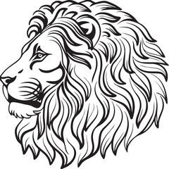 Lion Head Line Art – Detailed Animal Face Sketch lion head vector