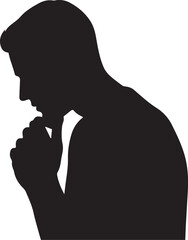Thinking Man Silhouette – Business Idea Contemplation Vector