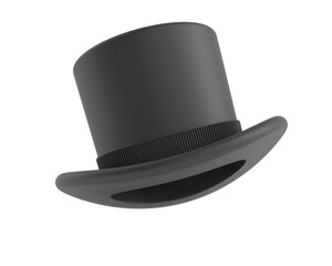 Black top hat on white background. Isolated 3D illustration