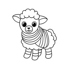 Obraz premium Printable Lamb With Rainbow Streamers Outline
