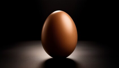 a brown egg positioned on a black background surrounded by a minimalist and elegant presentation of natural simplicity