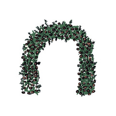 A colourful floral arch sketch, illustrated by hand. 