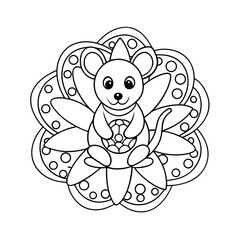 Printable Mouse Decorating Flowers Outline