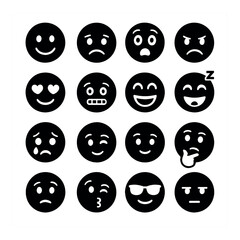 Emotive face icons collection, expressive mood symbols. emotion and feeling set