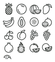 Tropical fruit icon collection, exotic fruit set for design. fresh produce symbols