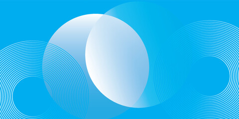 Modern abstract vector background with overlapping translucent circles and concentric line patterns on vibrant blue ideal for tech, science, or digital designs