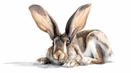 Obraz premium Sweet Rabbit with Long Ears – Whimsical Watercolor Forest Bunny