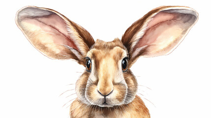 Fototapeta premium Sweet Rabbit with Long Ears – Whimsical Watercolor Forest Bunny