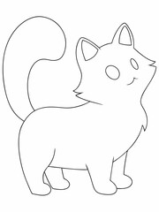 Fluffy kitten outline drawing illustration