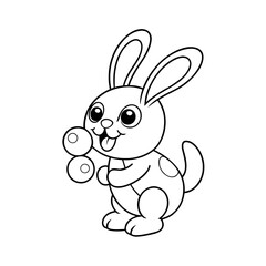 Fototapeta premium Printable Smiling Bunny Blowing Bubbles Outline