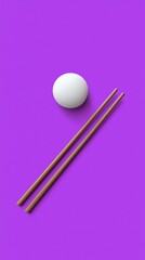 White egg with wooden chopsticks on vibrant purple background