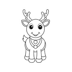 Fototapeta premium Printable Smiling Reindeer Wearing Scarf Outline