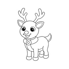 Obraz premium Printable Smiling Reindeer Wearing Sweater Outline