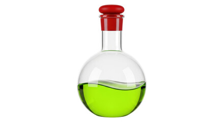Isolated Round Bottom Flask with Green Liquid