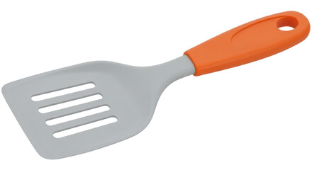 Isolated Gray and Orange Slotted Spatula
