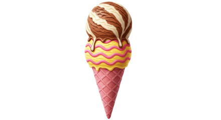 Isolated Ice Cream Cone with Three Scoops