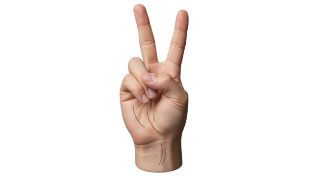 Isolated Victory Hand Gesture