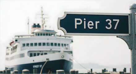 Classic San Francisco Ferry Terminal Pier Sign Offering Coastal Travel Destinations