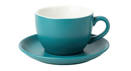 Isolated Teal Cup and Saucer