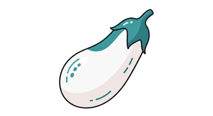 Isolated Cartoon White Eggplant