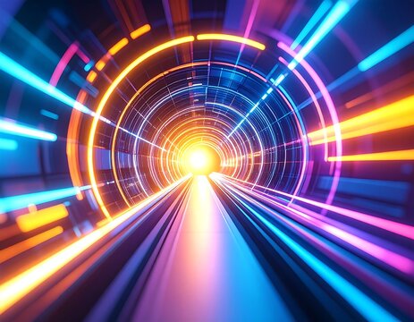 Neon tunnel, vibrant light