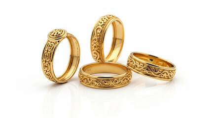 wedding rings on white background